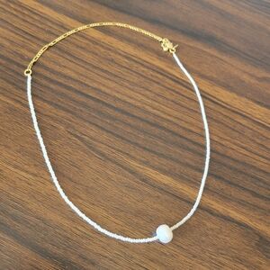 VANESSA MOONEY // white pearl beaded choker short necklace
